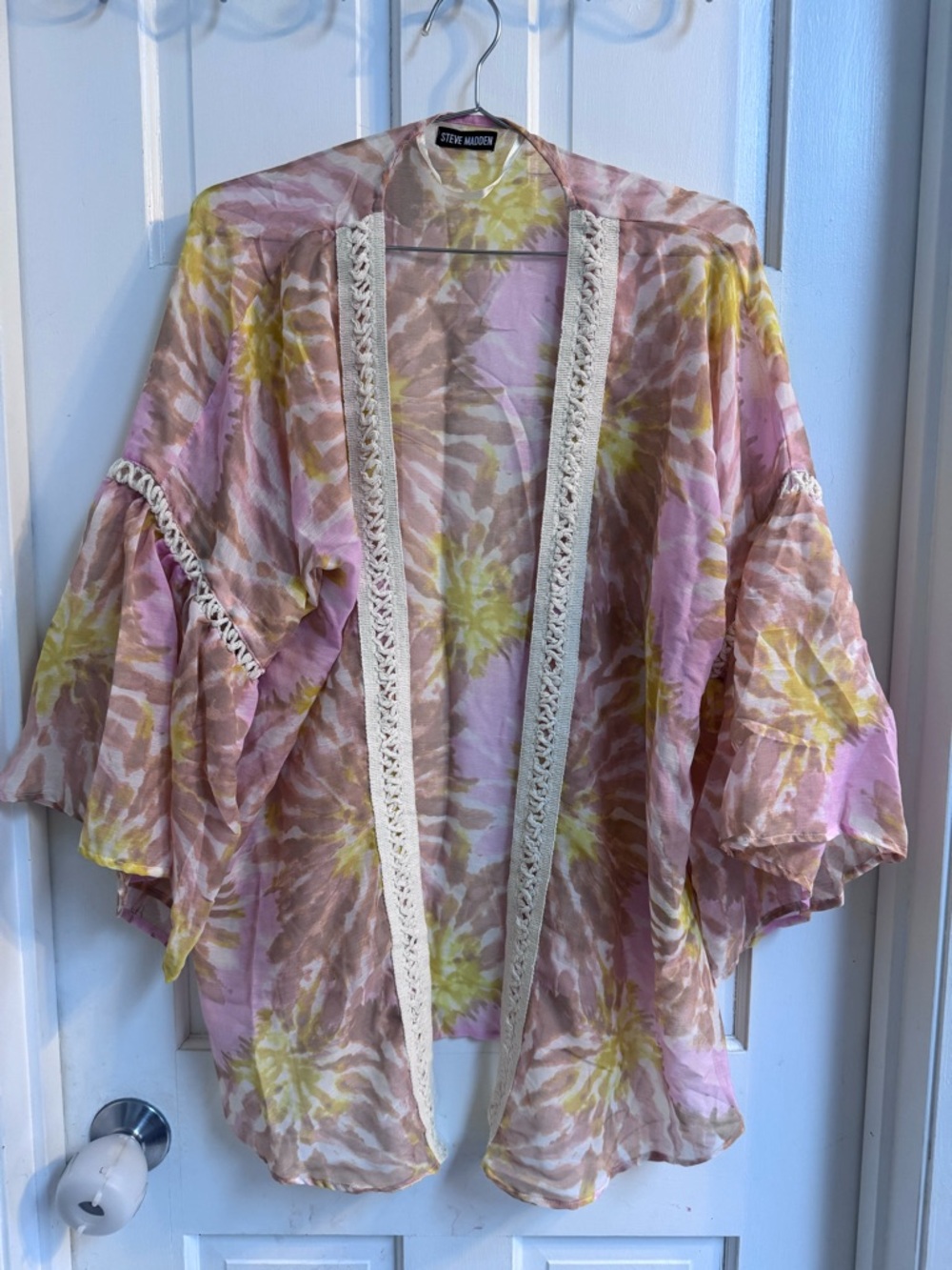 Steve Madden Sheer Floral Tie-Dye Kimono